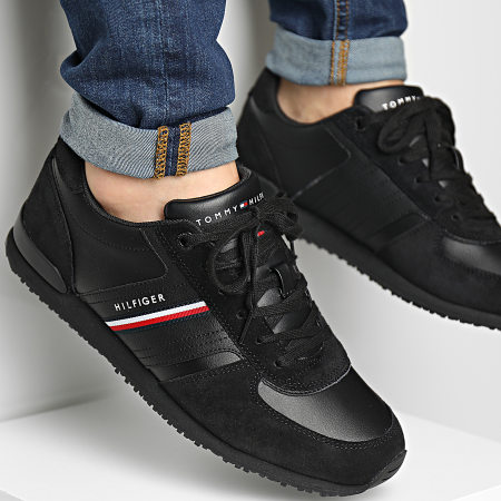 Tommy Hilfiger Baskets Iconic Runner Leather Mix 3743 Black LaBoutiqueOfficielle