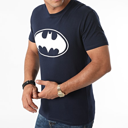 Batman - Tee Shirt Logo Bleu Marine Blanc