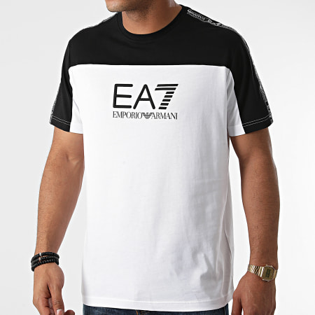 EA7 Emporio Armani - Maglietta con strisce 6KPT10-PJ7CZ Bianco Nero