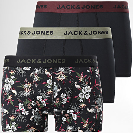 Jack And Jones - Set di 3 boxer in microfibra a fiori Nero Floreale