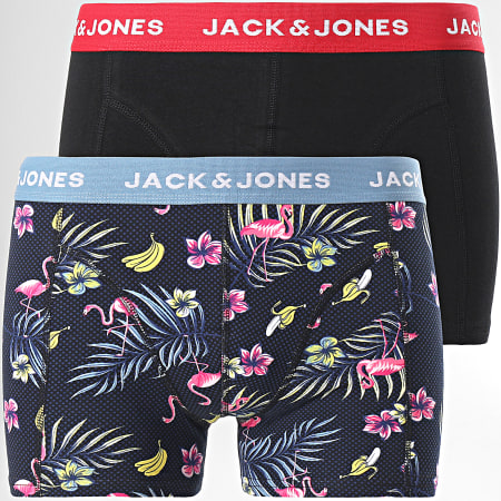 Jack And Jones - Set di 2 boxer floreali Flower Bird Black Navy