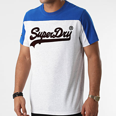 Superdry - Camiseta M1011256A Gris Jaspeado Azul Real