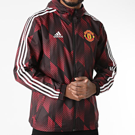 Adidas Sportswear - Coupe-Vent Capuche A Bandes Manchester United FC GR3872 Bordeaux