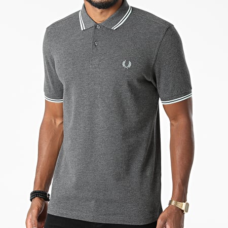 Fred Perry - Polo manica corta Twin Tipped M3600 Grigio antracite Heathered