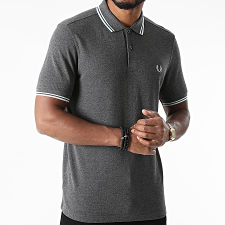 Fred Perry - Polo manica corta Twin Tipped M3600 Grigio antracite Heathered