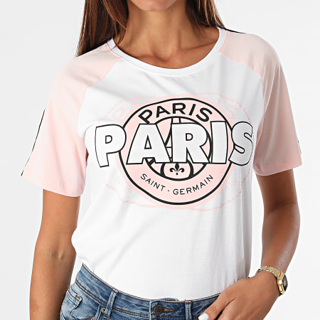 PSG - Tee Shirt A Bandes HCP143 Blanc Rose