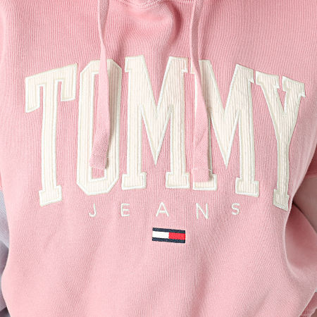 Tommy Jeans - Sweat Capuche Crop Femme Color Block 2105 Rose