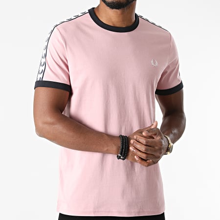 Fred Perry - Tee Shirt A Bandes Taped Ringer M6347 Rose