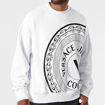 Versace Jeans Couture - Sweat Crewneck Off Centered V Emblem 71GAIT11-CFOOT Blanc
