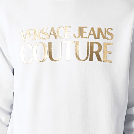 Versace Jeans Couture - Sweat Crewneck Logo Foil 71GAIT08-CFOOT Blanc Doré