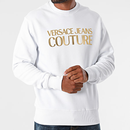 Versace Jeans Couture - Sweat Crewneck Logo Foil 71GAIT08-CFOOT Blanc Doré