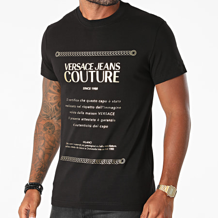 Versace Jeans Couture - Tee Shirt Garanzia Foil 71GAHT01-CJ00T Noir Doré