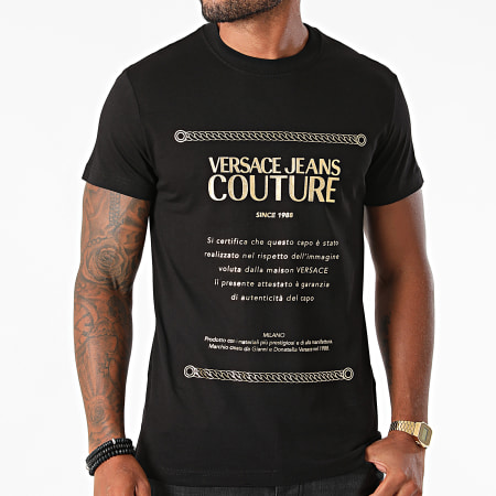 Versace Jeans Couture - Tee Shirt Garanzia Foil 71GAHT01-CJ00T Noir Doré