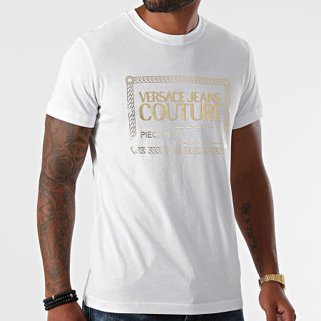 Versace Jeans Couture - Tee Shirt Piece NR Foil 71GAHT27-CJ00T Blanc Doré