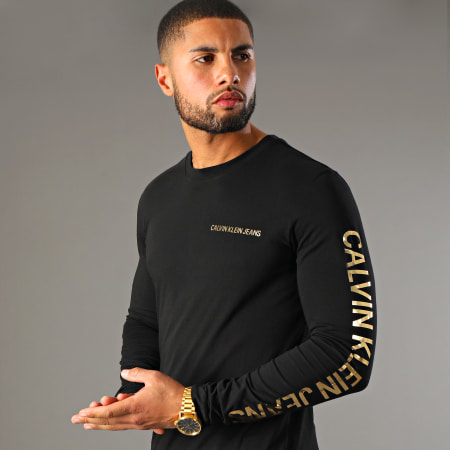 Calvin Klein - Maglietta istituzionale a maniche lunghe 0547 Oro nero
