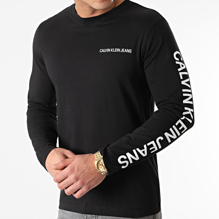 Calvin Klein - Maglietta istituzionale a maniche lunghe 0547 nero