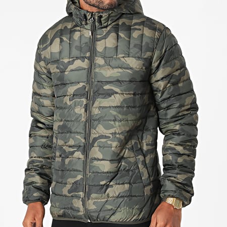 Only And Sons - Doudoune Capuche Paul Vert Kaki Camouflage
