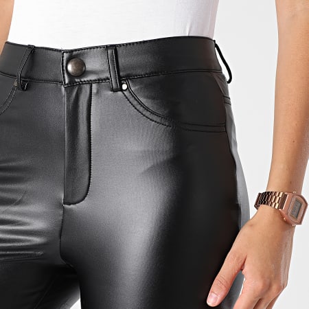 Vero Moda - Pantalon Simili Cuir Skinny Augusta Noir