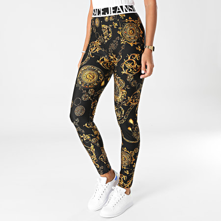 Versace Jeans Couture - Pantalon Jogging Femme Lycra Print Baroque Noir Renaissance
