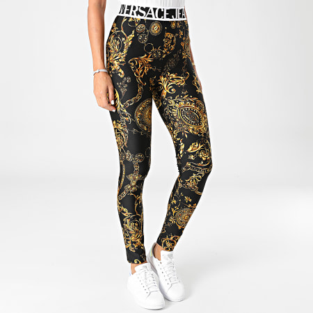 Versace Jeans Couture - Pantalon Jogging Femme Lycra Print Baroque Noir Renaissance