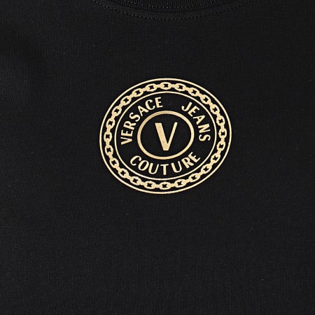 Versace Jeans Couture - Tee Shirt Femme Emblem Foil Noir Doré