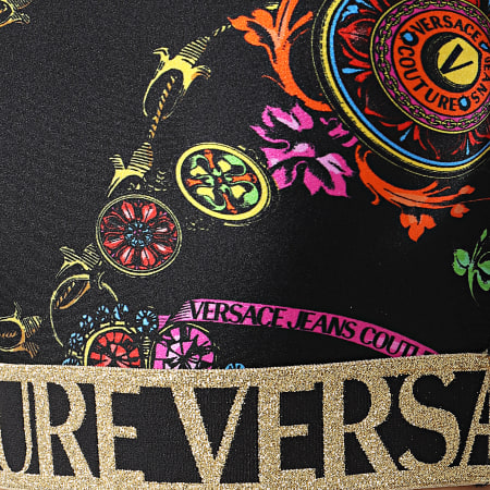 Versace Jeans Couture - Tee Shirt Femme Crop Lycra Print Baroque Noir
