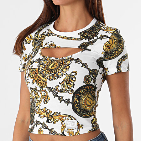 Versace Jeans Couture - Tee Shirt Femme Print Baroque Bijoux Blanc Renaissance