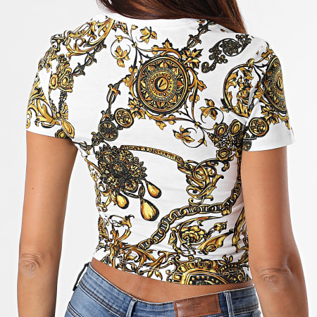 Versace Jeans Couture - Tee Shirt Femme Print Baroque Bijoux Blanc Renaissance