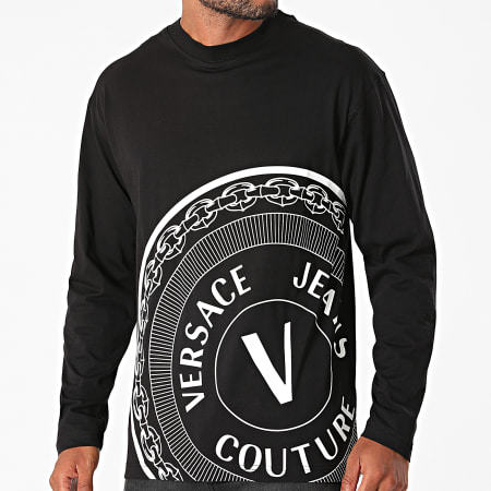Versace Jeans Couture - Tee Shirt Manches Longues Centered Vemblem 71GAHT20-CJ00T Noir