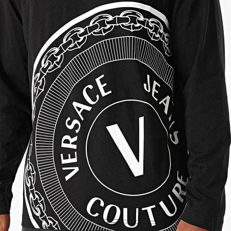Versace Jeans Couture - Tee Shirt Manches Longues Centered Vemblem 71GAHT20-CJ00T Noir