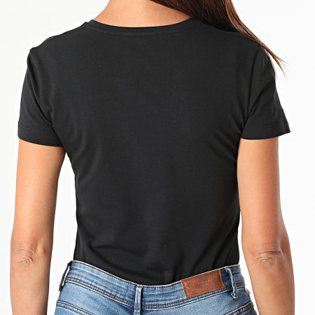 Emporio Armani - Tee Shirt Col V Femme A Strass 163221-1A223 Noir
