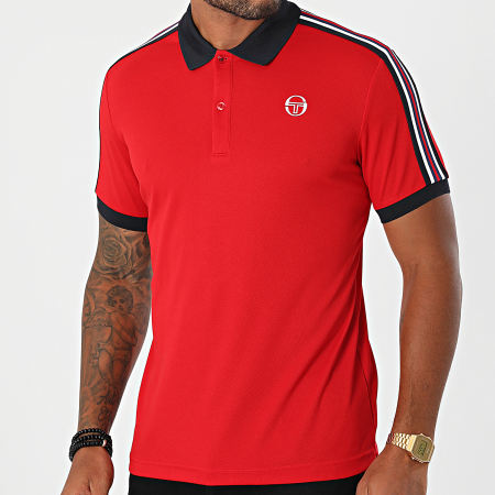 Sergio Tacchini - Polo Manches Courtes A Bandes Nabo 39341 Rouge