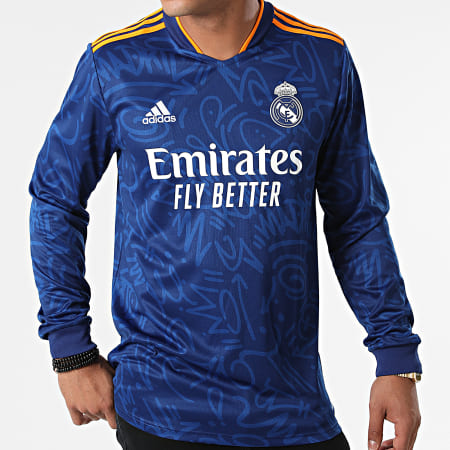 adidas - Tee Shirt De Sport Manches Longues A Bandes Real Madrid GR3988 Bleu Roi