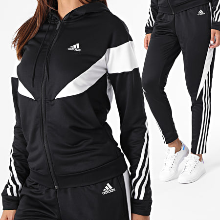 Adidas Sportswear - Ensemble De Survetement Femme A Bandes Colorblock H24115 Noir