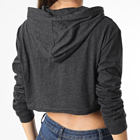 Girls Outfit - Sweat Capuche Femme Crop Berta Gris Anthracite Chiné