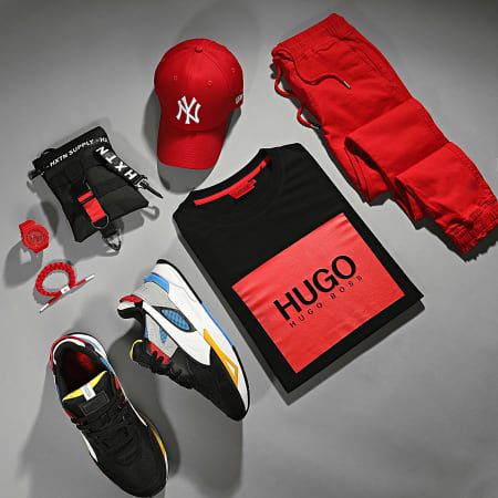 HUGO - Camiseta 50456378 Negro Rojo