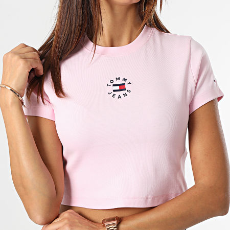 Tommy Jeans - Tee Shirt Femme Crop Baby Tiny Tommy Tee 1231 Rose