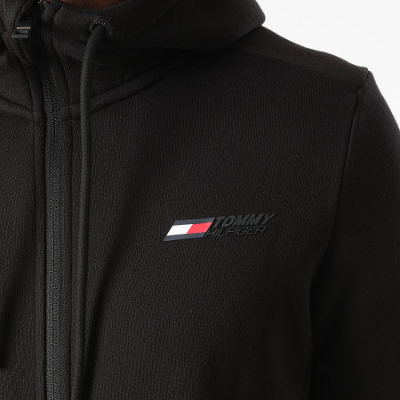 Tommy Hilfiger - Sweat Zippé Capuche Logo Fleece 7256 Noir