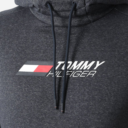 Tommy Hilfiger - Sweat Capuche Logo Fleece 9775 Bleu Marine Chiné