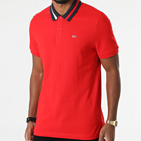 Tommy Jeans - Polo Manches Courtes Flag Neck 6576 Rouge