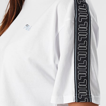 Fila - Tee Shirt A Bandes Femme Crop Mari Blanc