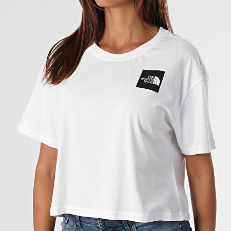 The North Face - Tee Shirt Femme Crop Fine Blanc