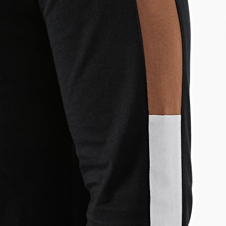 LBO - Tee Shirt Manches Longues Oversize Tricolore 1817 Noir Camel Blanc