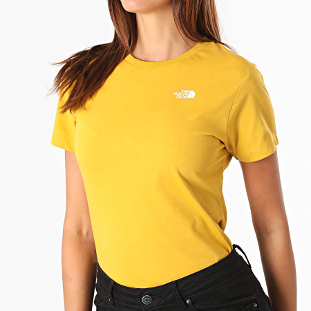 The North Face - Tee Shirt Femme Small Logo Jaune Moutarde