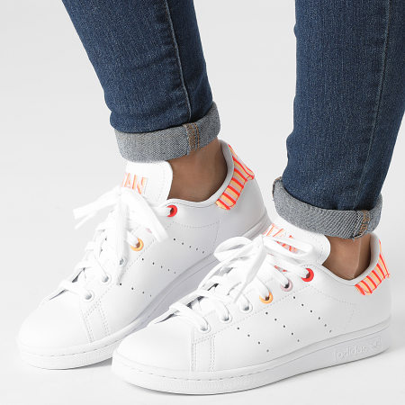 Adidas Originals - Baskets Femme Stan Smith H03196 Cloud White Clear Pink Solar Red