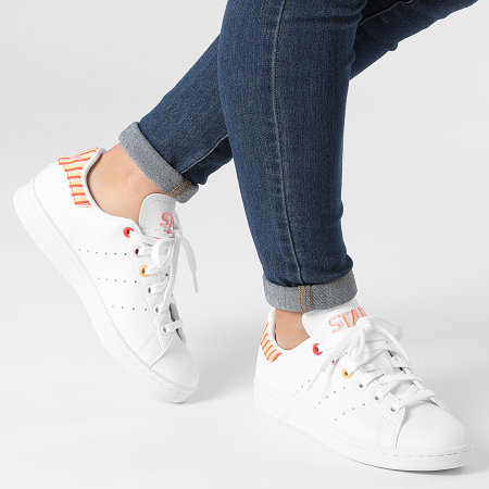 Adidas Originals - Baskets Femme Stan Smith H03196 Cloud White Clear Pink Solar Red