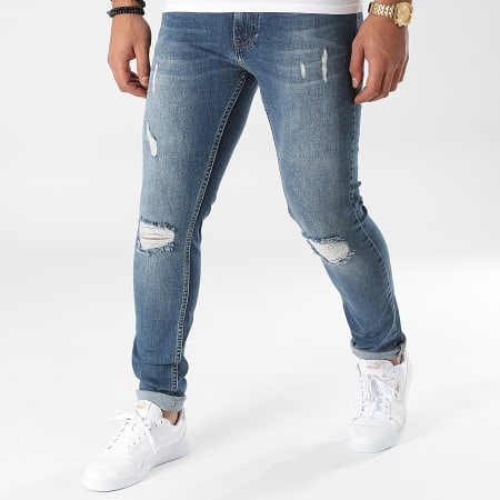 LBO - 1985 Jeans slim fit in denim blu con strappi