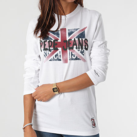 Pepe Jeans - Tee Shirt Manches Longues Femme Roland Blanc