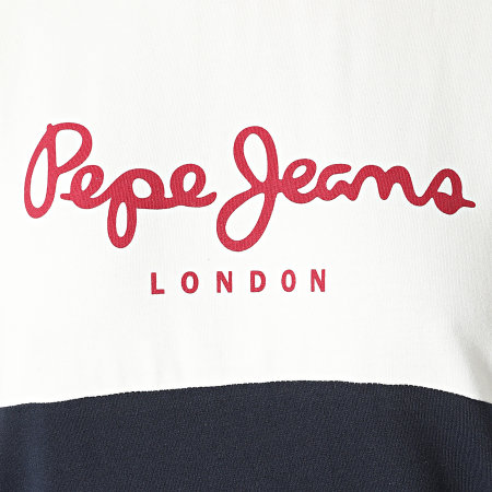 Pepe Jeans - Robe Sweat Crewneck Femme Blanche Bleu Marine Blanc