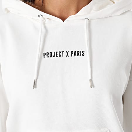 Project X Paris - Sweat Capuche Crop Femme F212102 Blanc